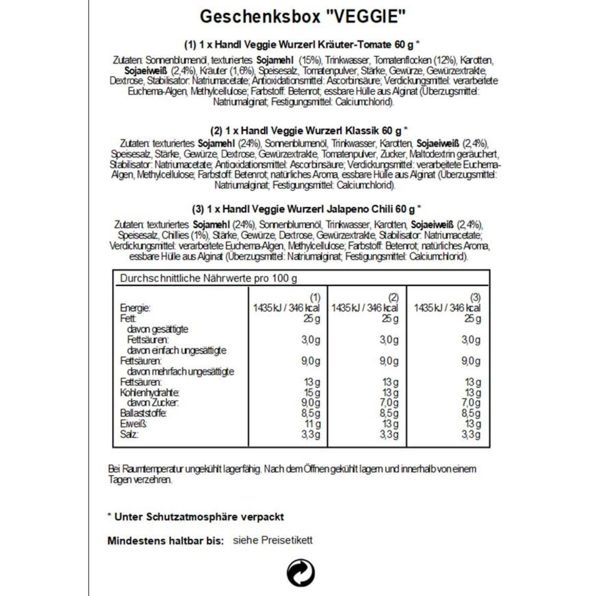 Genussbox 'Veggie' | 6  vegane Würste | 390 g | Geschenkskarton