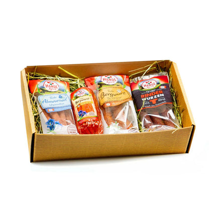 Genussbox 'Salz' | 4  Würste | 600 g | Geschenkskarton