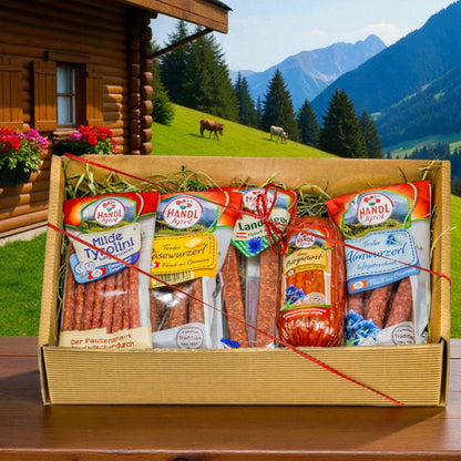 Genussbox 'Pfeffer' | 5  Würste | 590 g | Geschenkskarton