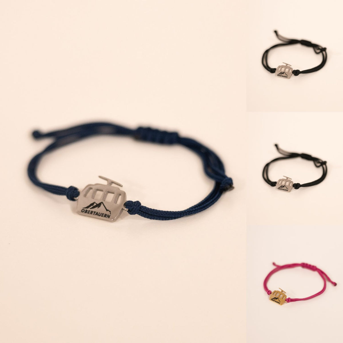 Obertauern Armband 'Gondel' | Anhänger Gold/Band Pink
