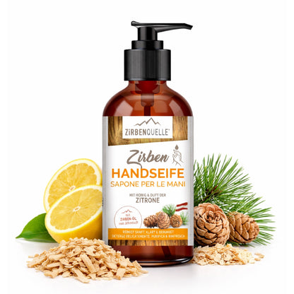 ZQ Zirben Handseife | 250 ml | Flasche mit Pumpspender