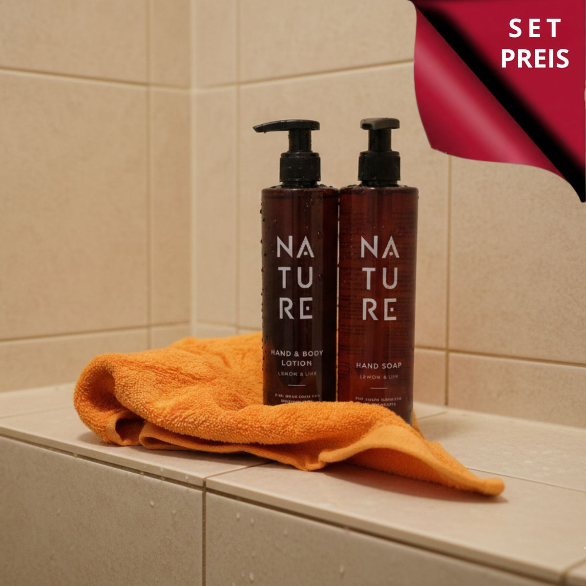 Set ' Lemon Palm' | 300 ml | Handsoap | Hand & Body Lotion | Gästetuch |  Lemon Balm