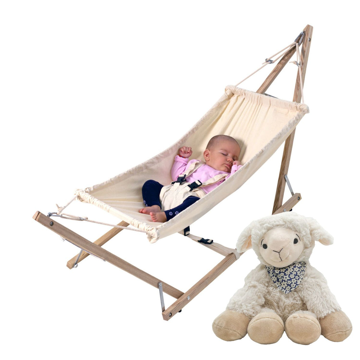 Set Baby | Babyhängematte 'Koala' | Stofftier 'Flora' | Rosa Halstuch
