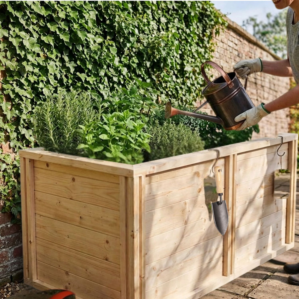 Baukastenbeet 'Modul M2' | Doppelmodul | B 153 x T 80 x H 80 cm | Folie + Gitter