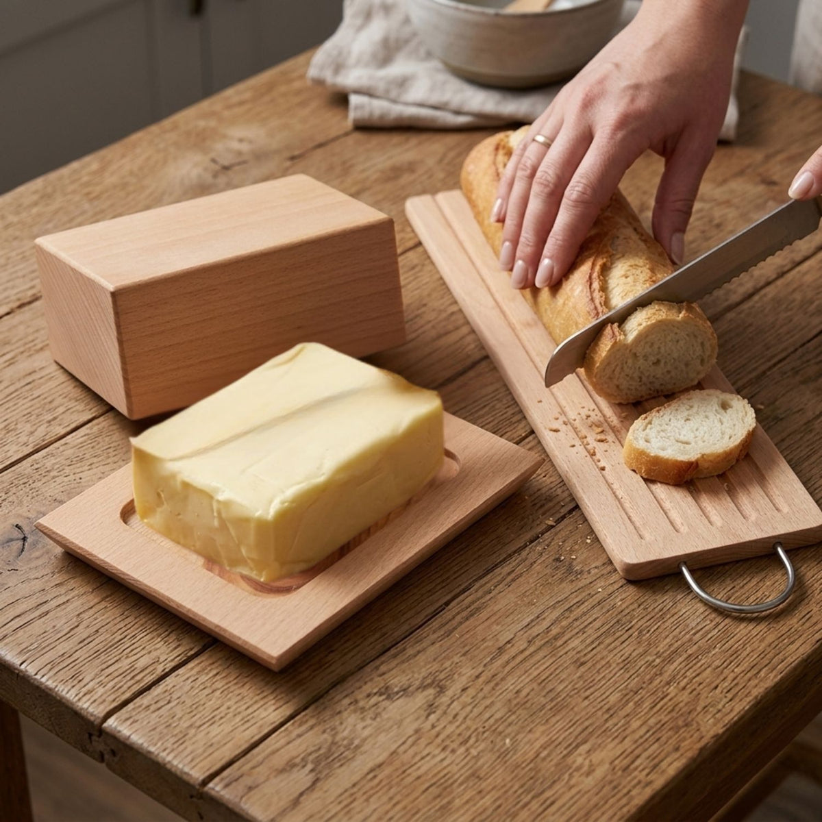 Set Baguettebrett und Butterdose