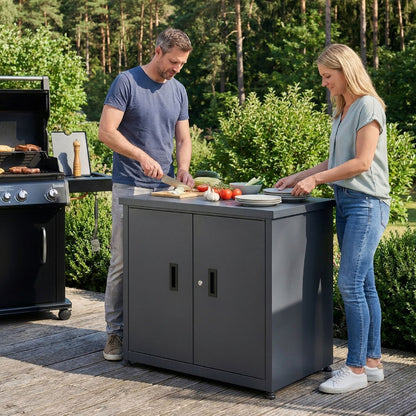 Geräteschrank 'Galvan' | 90x60x85 cm  | anthrazit | innen 2 Ebenen | versperrbar