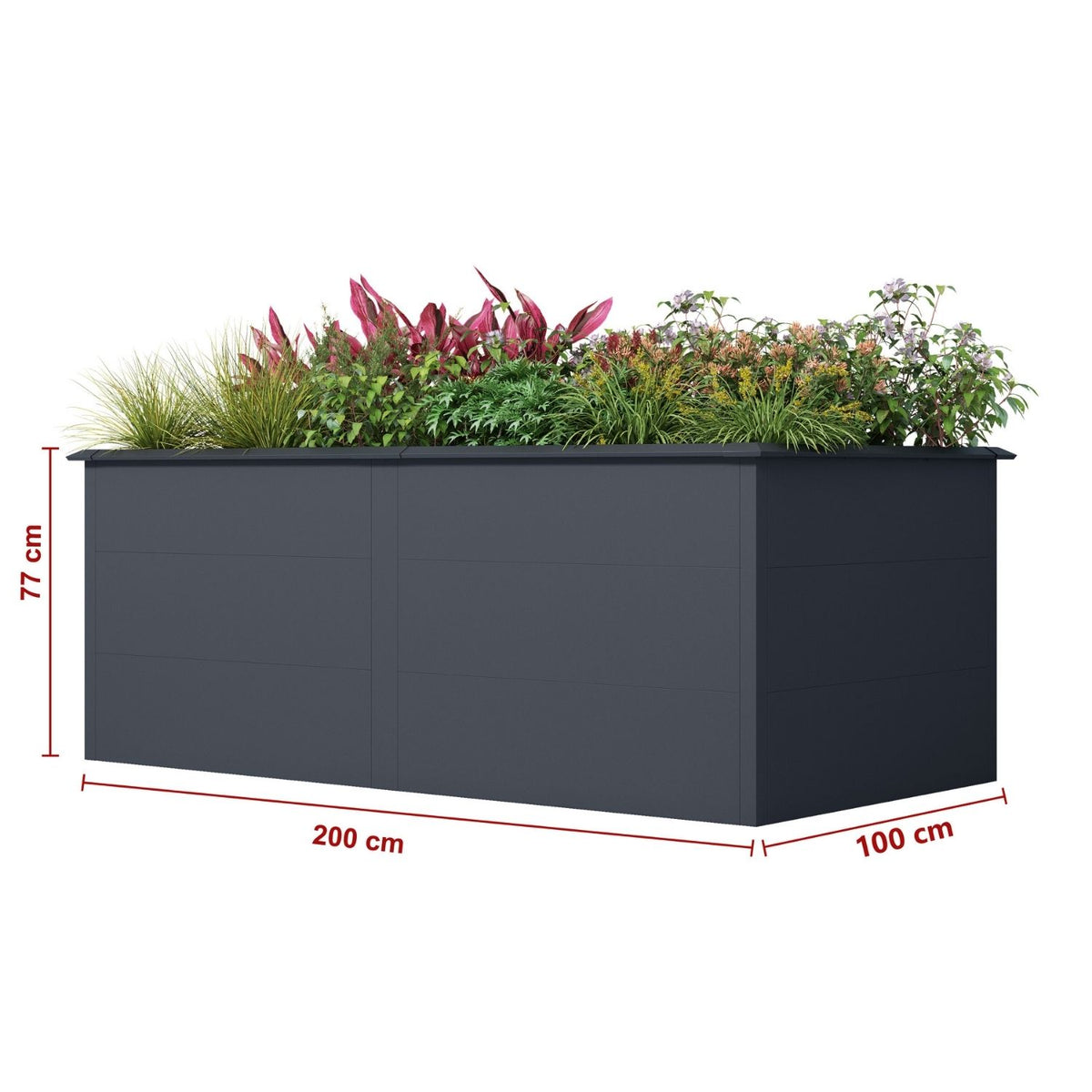 Hochbeet 'Galvan' | 150x75x77 cm  | anthrazit | integrierte Schneckenkante