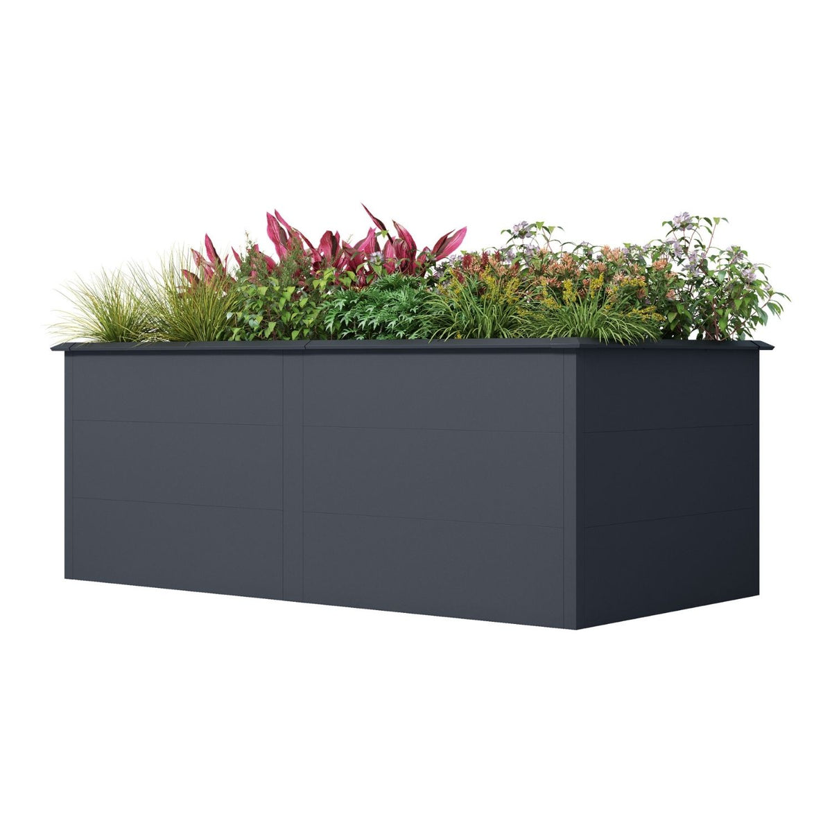Hochbeet 'Galvan' | 200x100x77 cm  | anthrazit | integrierte Schneckenkante