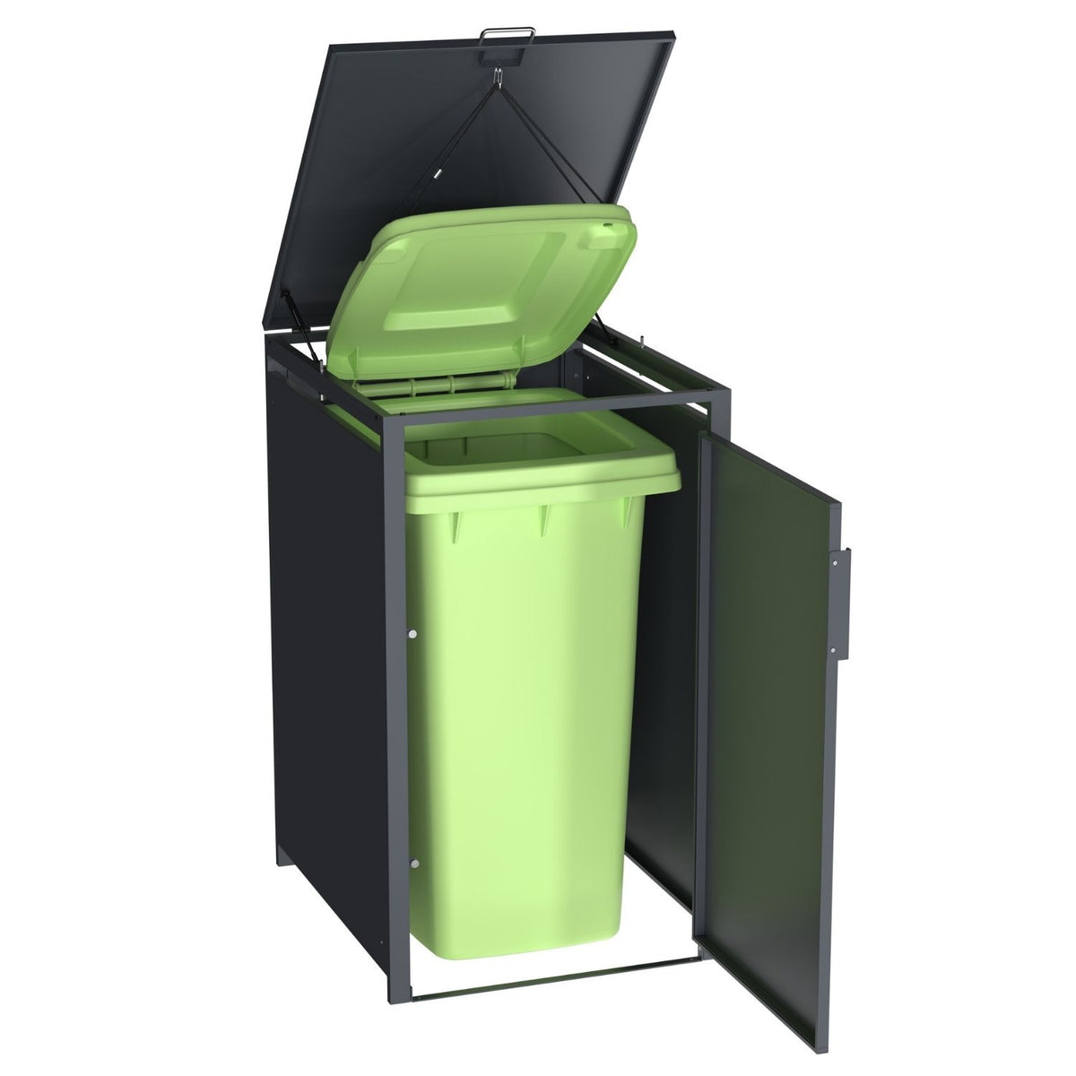 Mülltonnenbox 'Galvan' | 80x68x116 cm  | anthrazit | für 120 und 240 Liter Tonnen