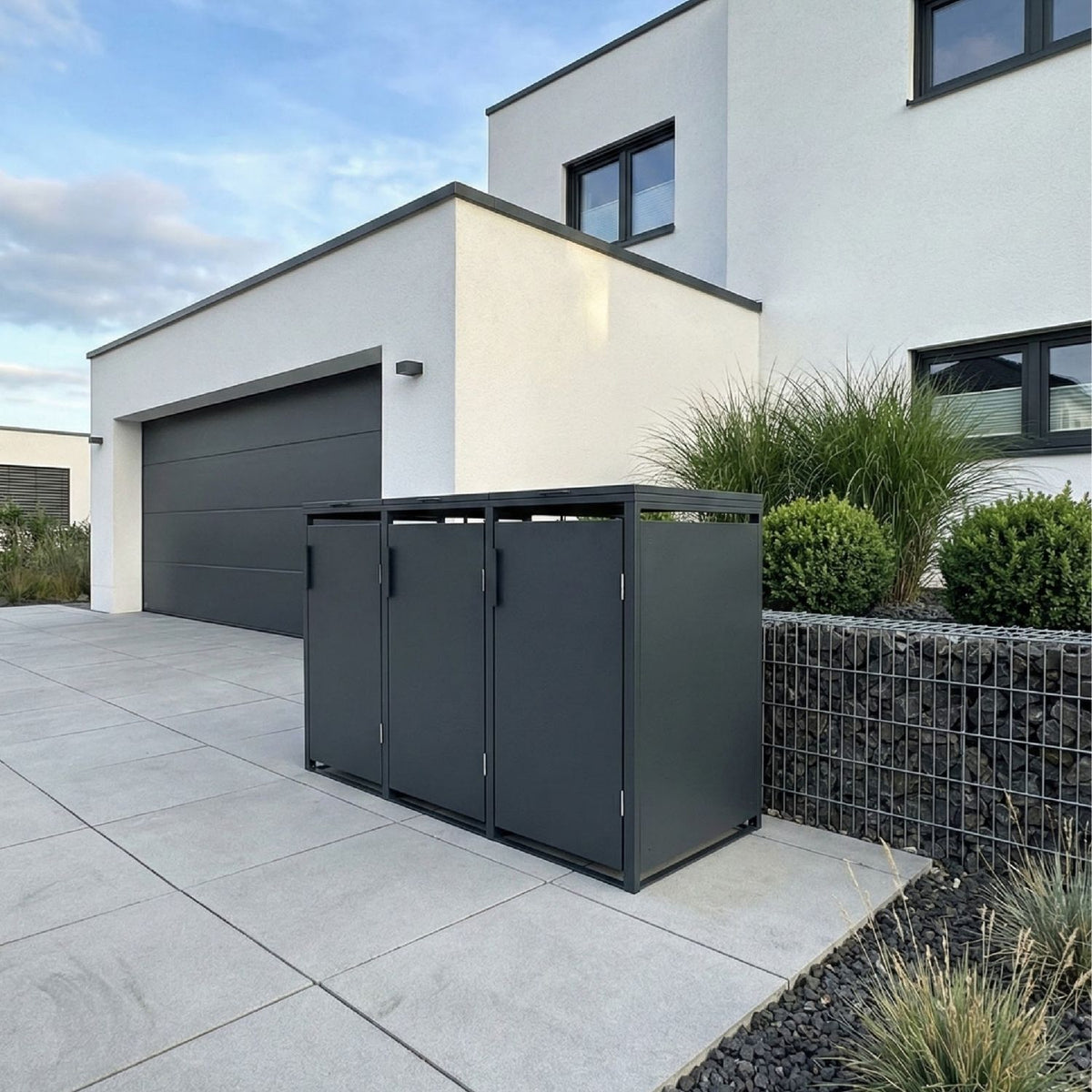 Mülltonnenbox 'Galvan' | 80x68x116 cm  | anthrazit | für 120 und 240 Liter Tonnen