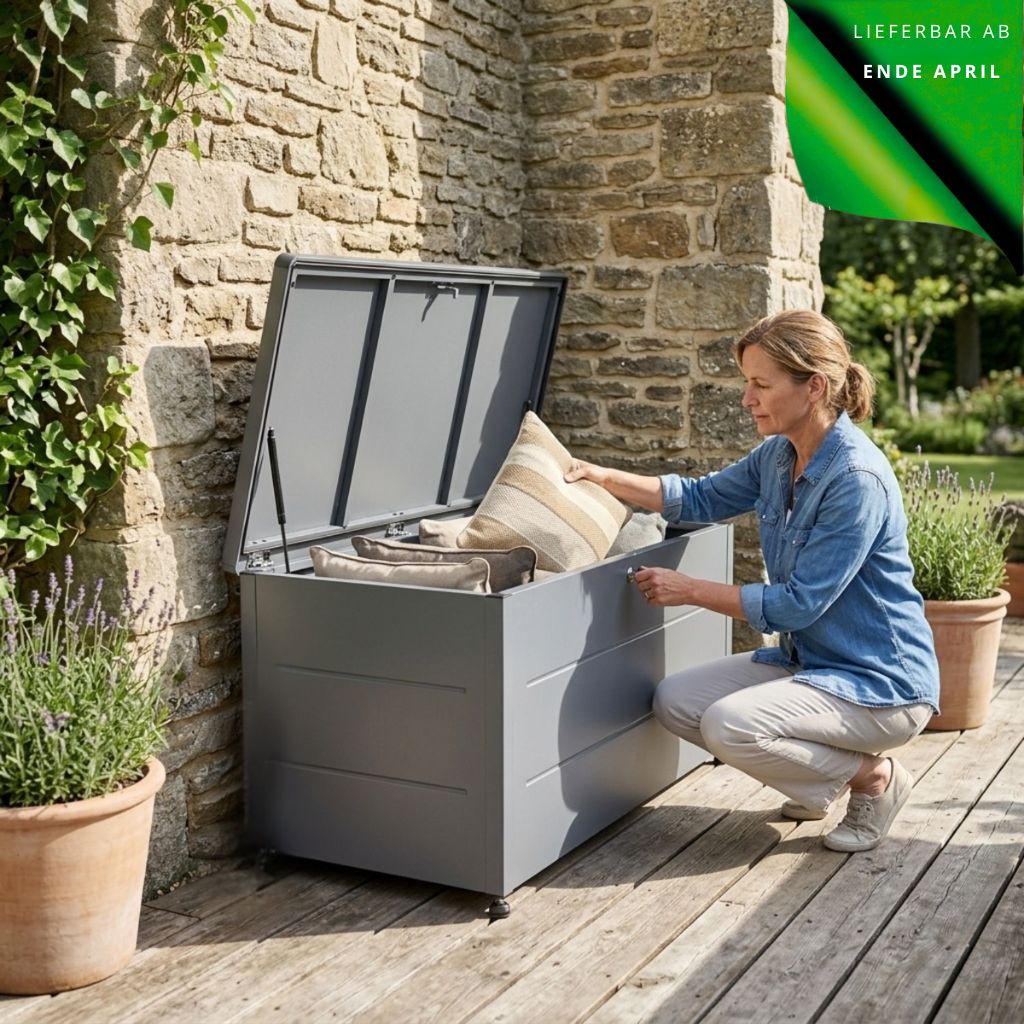 Kissenbox 'Galvan' | 136x66x75 cm  | anthrazit | Soft-Close | versperrbar