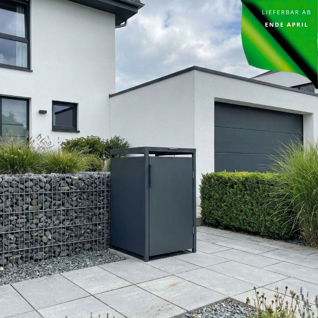 Mülltonnenbox 'Galvan' | 80x68x116 cm  | anthrazit | für 120 und 240 Liter Tonnen
