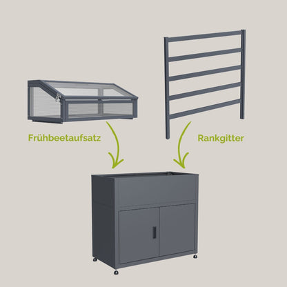 Kräuterhochbeet mit Unterschrank 'Galvan' | 100x50x85 cm  | anthrazit  | ohne Aufsatz