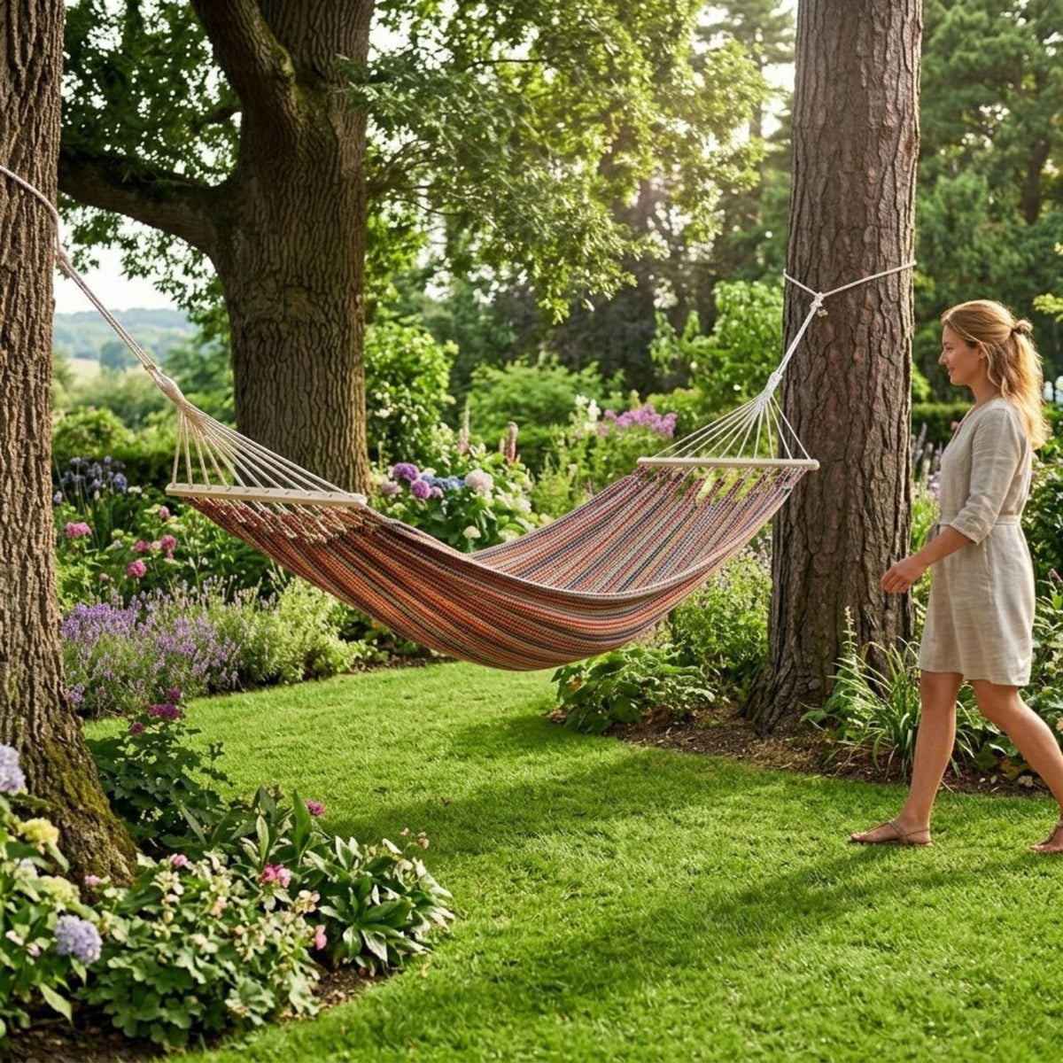 Einzelhängematte 'Relax' I weiß-uni 06 | L 300 x B 130 cm | 100% Baumwollgewebe