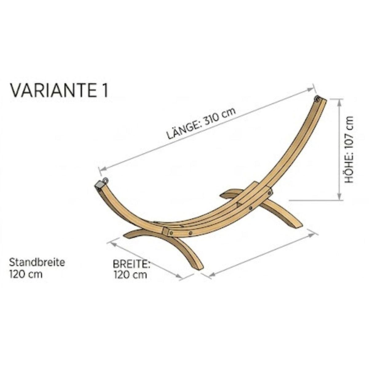 Luxus-Hängemattengestell 'Swing' |  L 310 x B 120 x H 107 | Eschenholz lasiert