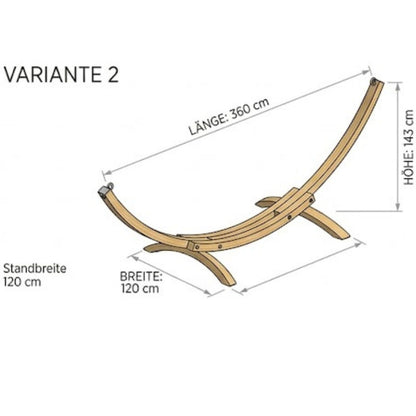 Luxus-Hängemattengestell 'Swing' |  L 310 x B 120 x H 107 | Eschenholz lasiert