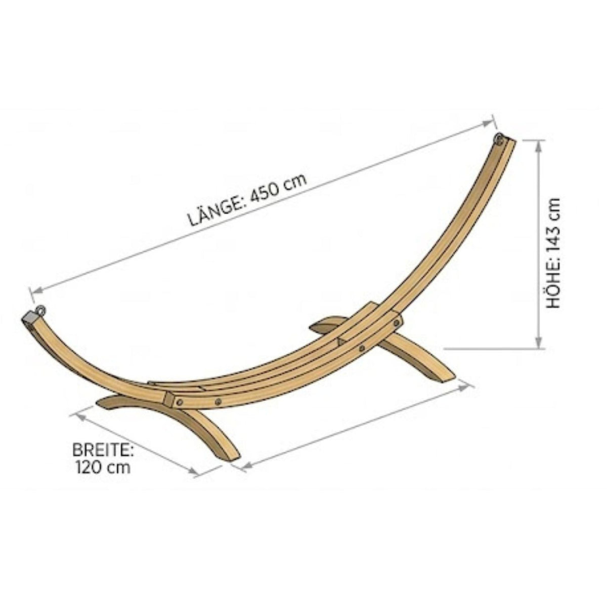Luxus-Hängemattengestell 'Swing' |  L 310 x B 120 x H 107 | Eschenholz lasiert