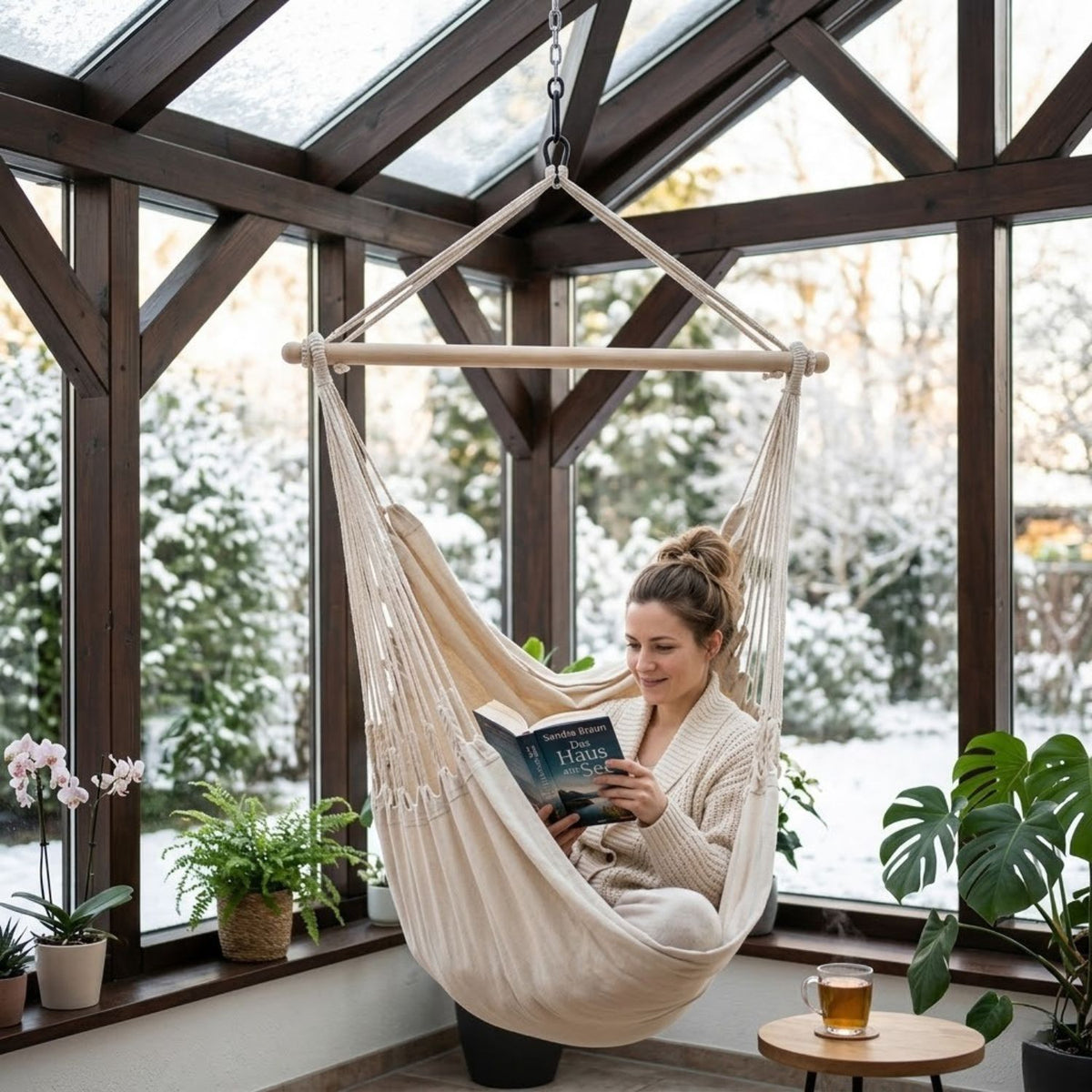 Hängesessel 'Chill out' - weiß-uni | 100% Baumwolle | Tragkraft max. 150 kg