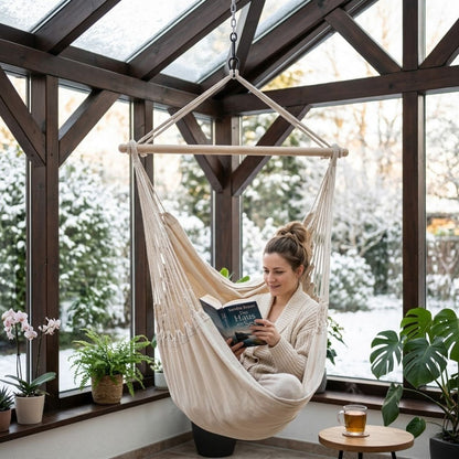 Hängesessel 'Chill out' - weiß-uni | 100% Baumwolle | Tragkraft max. 150 kg