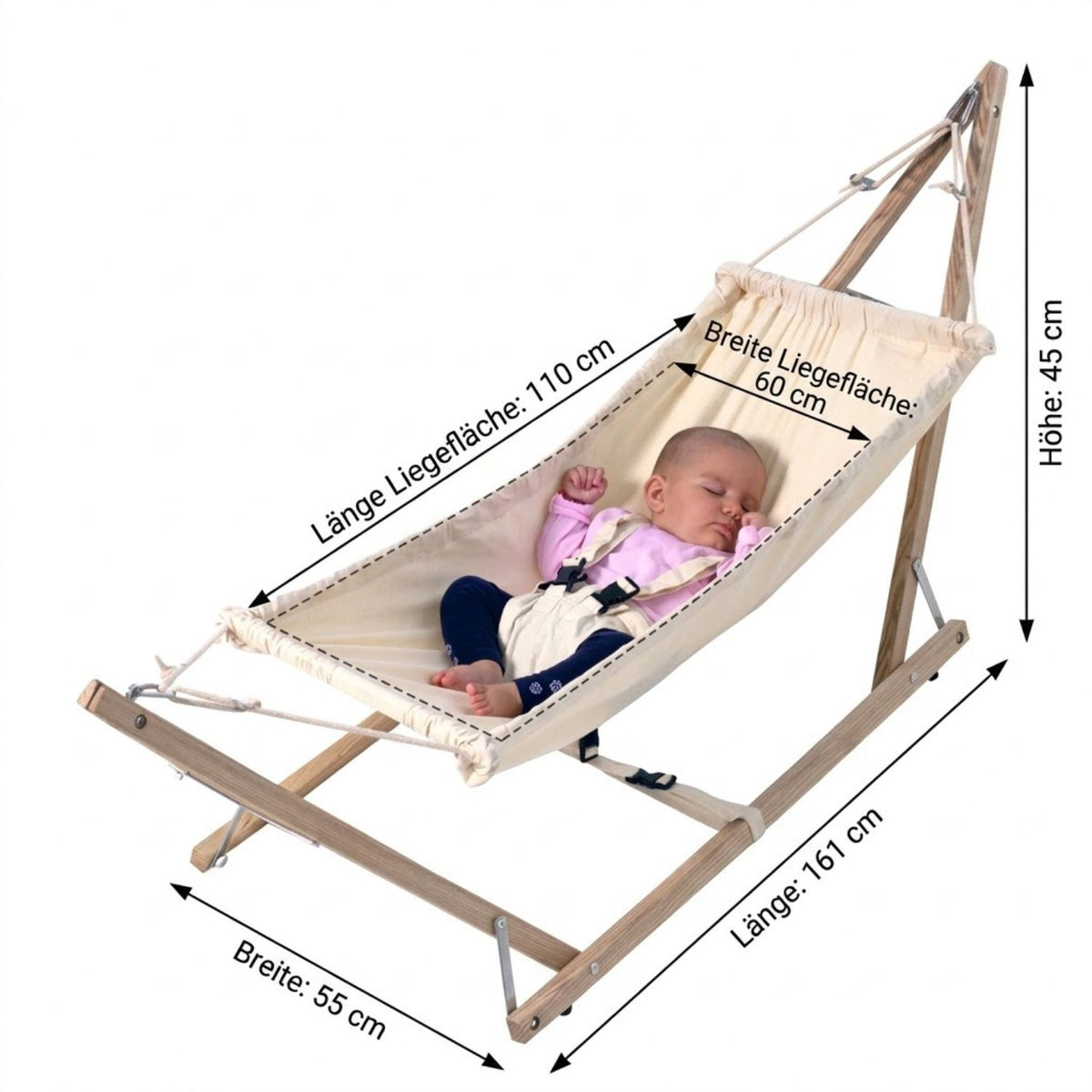 Babyhängematte Koala | inkl. Holzgestell | Flexible Geborgenheit für Dein Baby