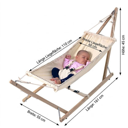Babyhängematte Koala | inkl. Holzgestell | Flexible Geborgenheit für Dein Baby