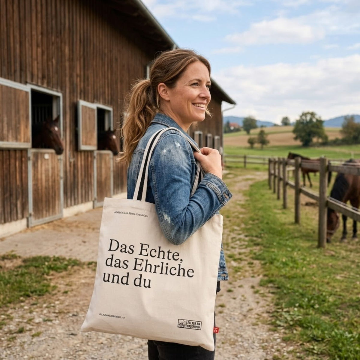 Stofftasche 'Urlaub am Bauernhof' | 38 x 42 cm | 14 Liter |