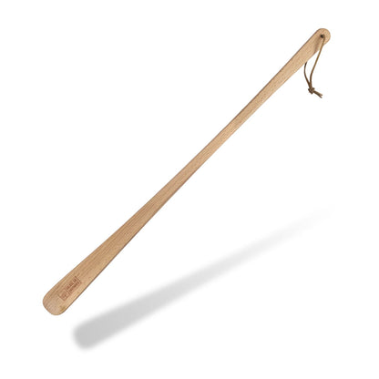 Schuhlöffel 'Urlaub am Bauernhof' | Buche geölt | Lederband | 65 cm