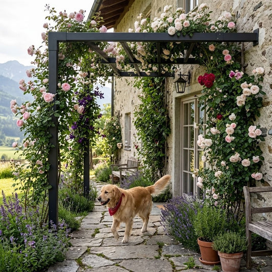 Pergola 'Arcade' | L 198 x B 189 x H 217 cm | Wandmontage | schwarz