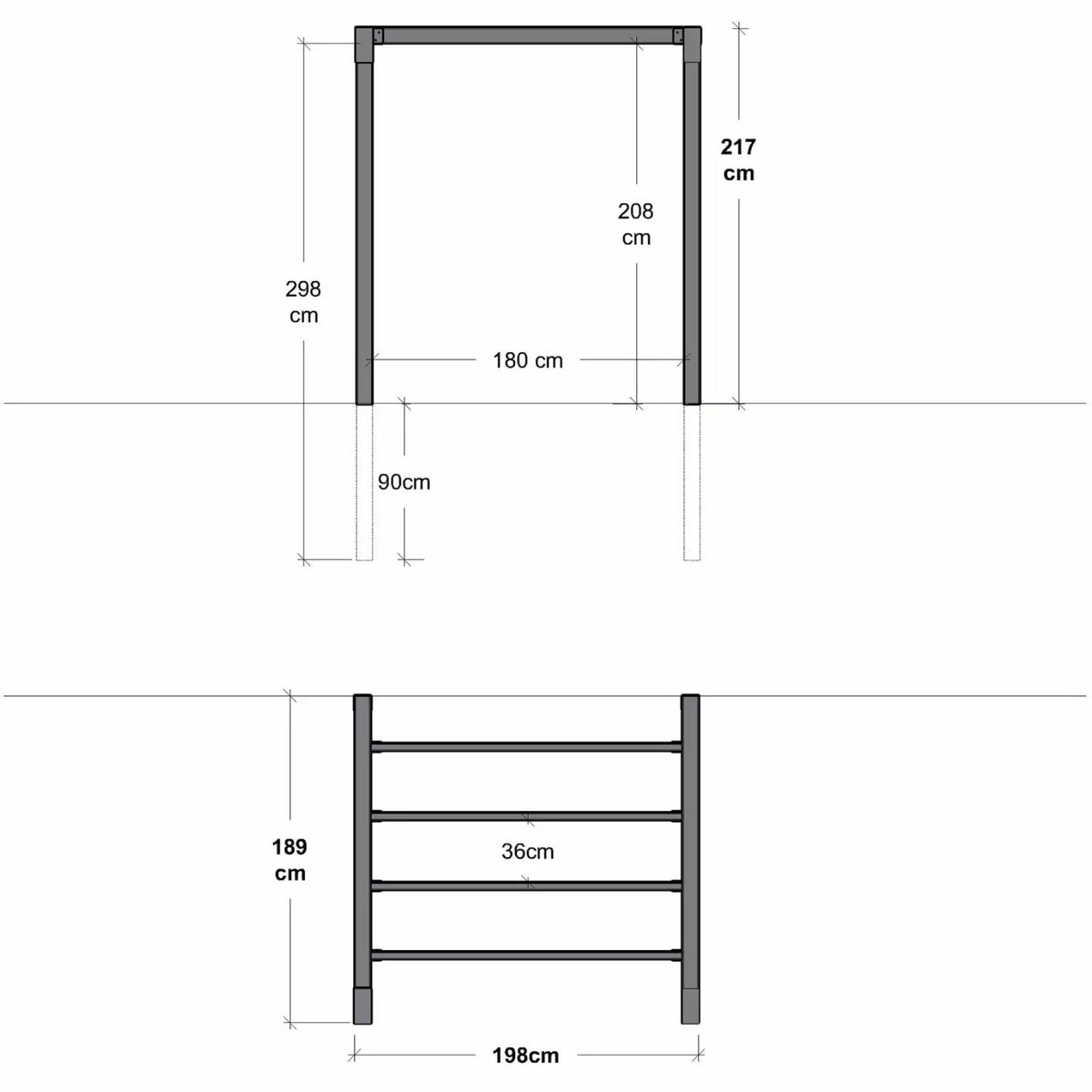 Pergola 'Arcade' | L 198 x B 189 x H 217 cm | Wandmontage | schwarz