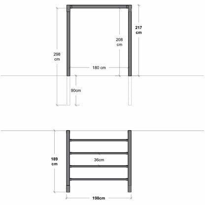 Pergola 'Arcade' | L 198 x B 189 x H 217 cm | Wandmontage | schwarz