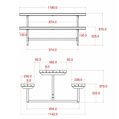 Gartenmöbel-Garnitur 'Basic Junior' | | 1 Tisch, 2 Bänke | fix | L 118 x B 114 x H 57 cm | ThermoWood®