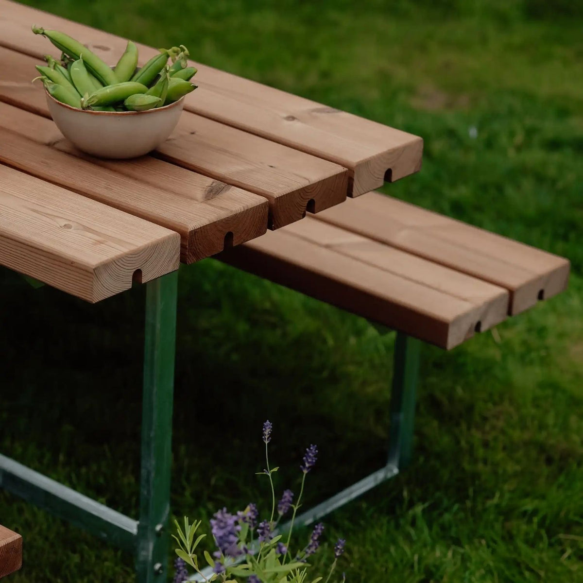 Gartenmöbel-Garnitur 'Basic Junior' | | 1 Tisch, 2 Bänke | fix | L 118 x B 114 x H 57 cm | ThermoWood®