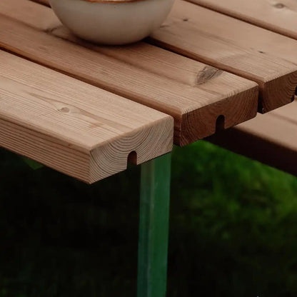 Gartenmöbel-Garnitur 'Basic Junior' || | Rückenlehne | 1 Tisch, 2 Bänke | fix | L 118 x B 132 x H 57 cm | ThermoWood®