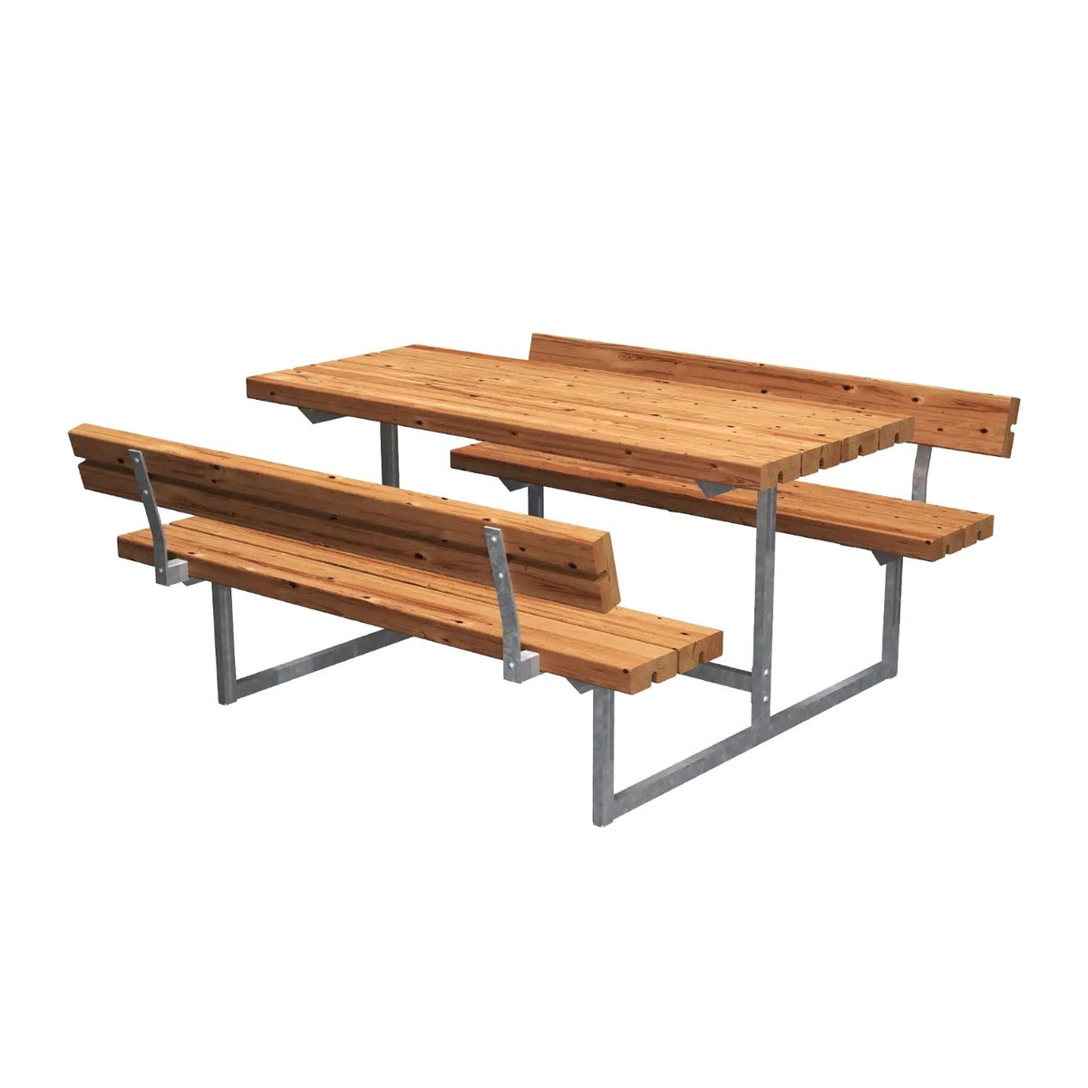 Gartenmöbel-Garnitur 'Basic Junior' || | Rückenlehne | 1 Tisch, 2 Bänke | fix | L 118 x B 132 x H 57 cm | ThermoWood®