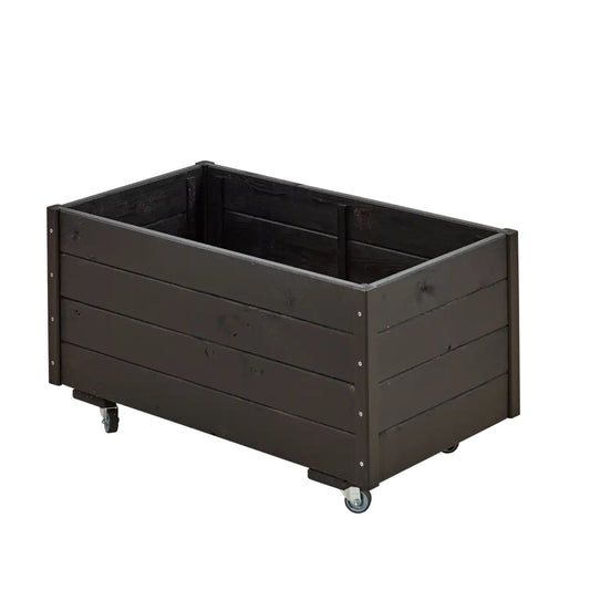 Pflanzkasten 'Basic' | Rollen | L 88 x B 48 x H 47 cm | Nadelholz | schwarz