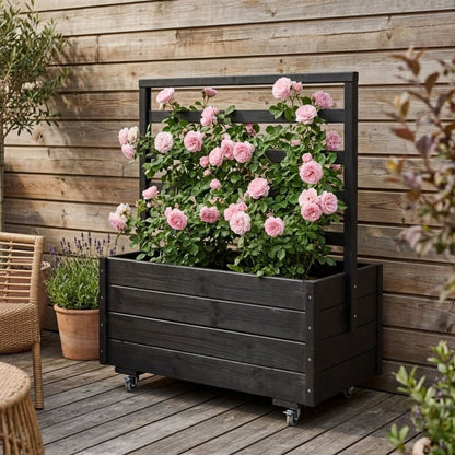 Pflanzkasten 'Basic' | Rollen | L 88 x B 48 x H 47 cm | Nadelholz | schwarz
