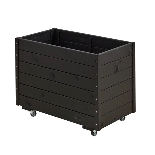 Pflanzkasten 'Basic' | Rollen | L 88 x B 48 x H 66 cm | Nadelholz | schwarz