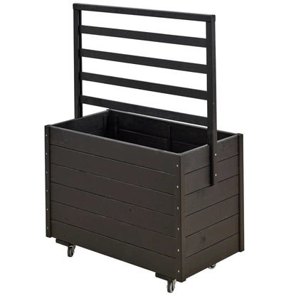 Pflanzkasten 'Basic' | Rollen | L 88 x B 48 x H 66 cm | Nadelholz | schwarz
