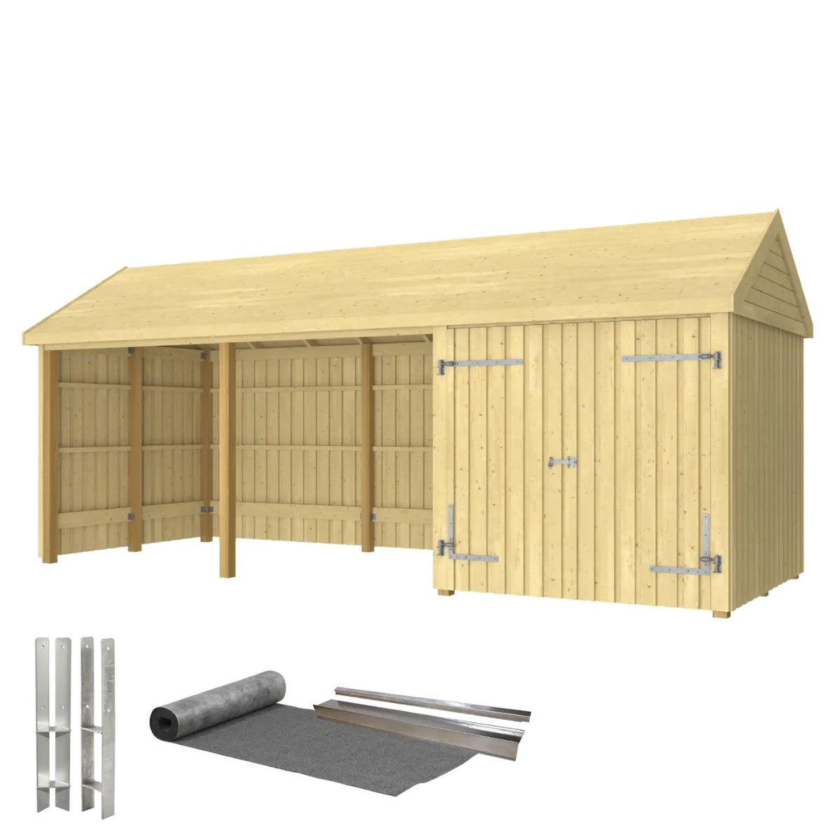 Gartenhaus 'Classic Multi' | 3 Module | L 626 x B 234 x H 192/280 cm | Holz unbehandelt | Dachpappe | 14,5 m² Europe