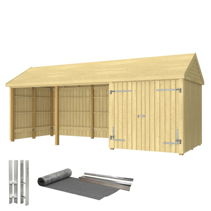 Gartenhaus 'Classic Multi' | 3 Module | L 626 x B 234 x H 192/280 cm | Holz unbehandelt | Dachpappe | 14,5 m² Europe