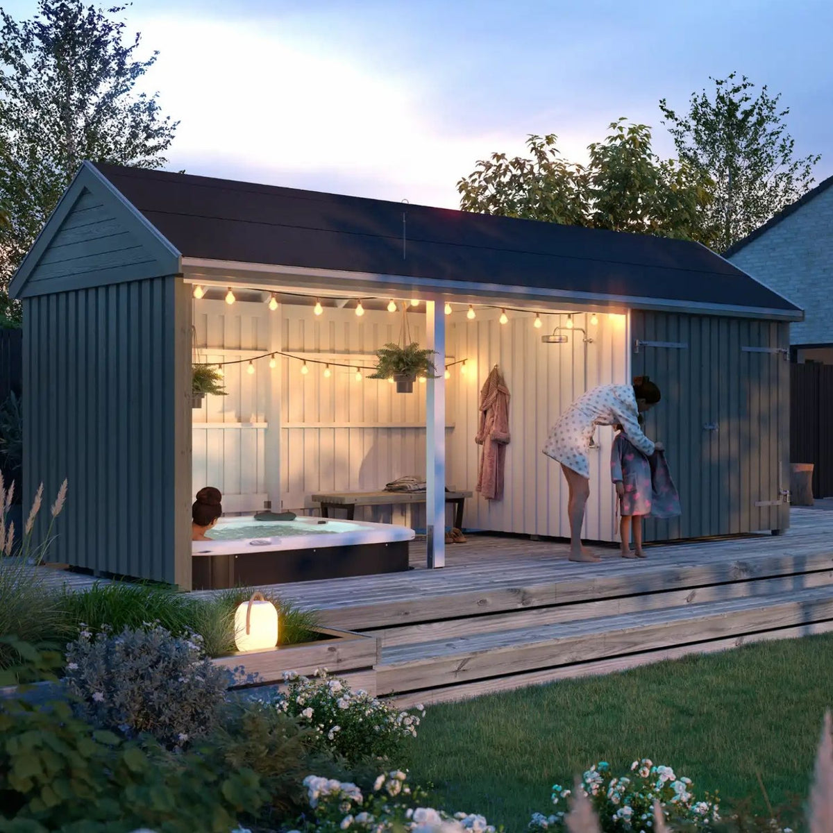 Gartenhaus 'Classic Multi' | 3 Module | L 626 x B 234 x H 192/280 cm | Holz unbehandelt | Dachpappe | 14,5 m² Europe