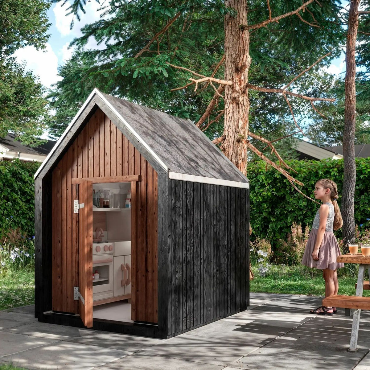 Spielhaus 'Classic' | mit Dachpappe | L 144 x B 124 x H 178 cm | unbehandelt