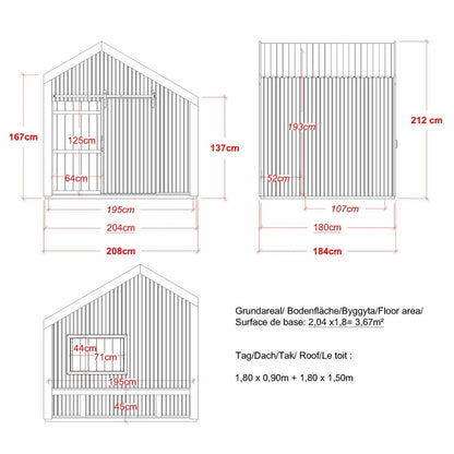 Spielhaus 'Cozy' | mit Dachpappe | 1 Sitzbank | Spieltheke | L 184 x B 208 x H 212 cm | unbehandelt