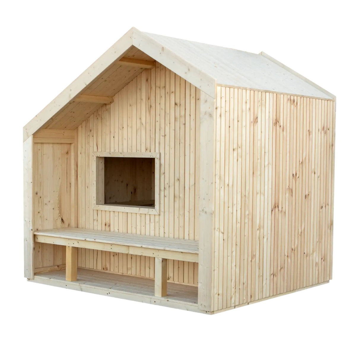 Spielhaus 'Cozy' | mit Dachpappe | 1 Sitzbank | Spieltheke | L 184 x B 208 x H 212 cm | unbehandelt