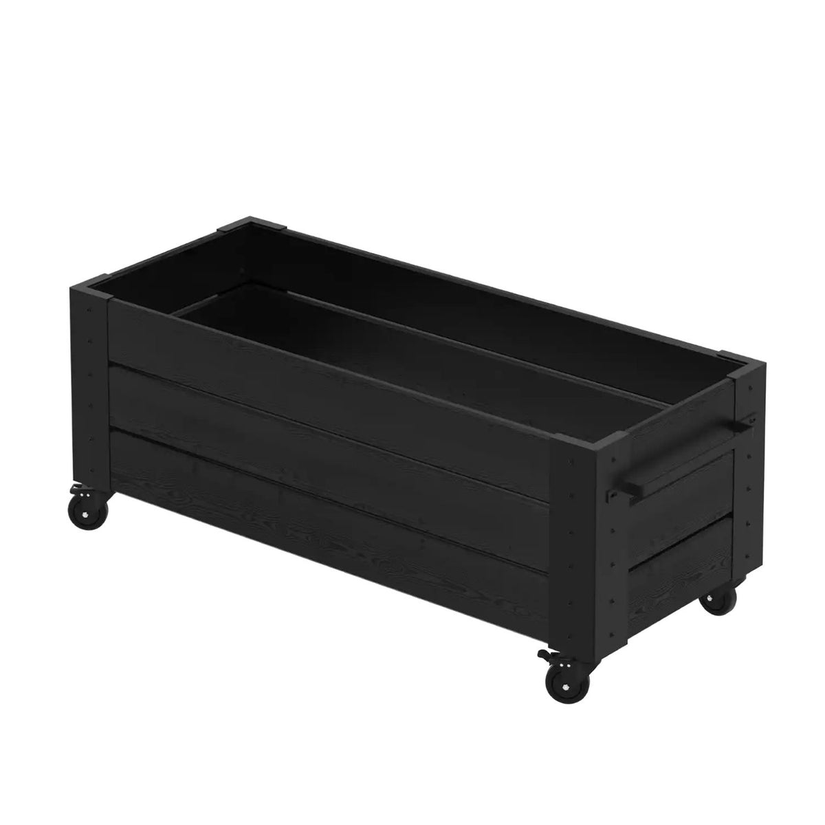 Pflanzkasten 'Cubic' | Rollen und Griff | L 46 x B 50 x H 45 cm | Nadelholz | schwarz