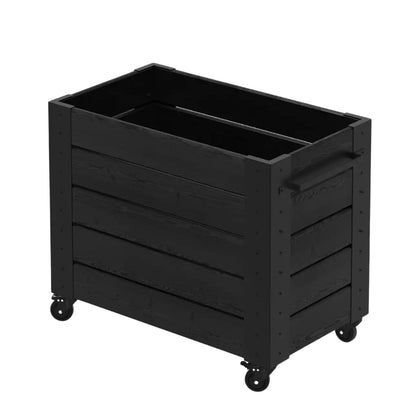 Pflanzkasten 'Cubic' | Rollen und Griff | L 46 x B 50 x H 45 cm | Nadelholz | schwarz