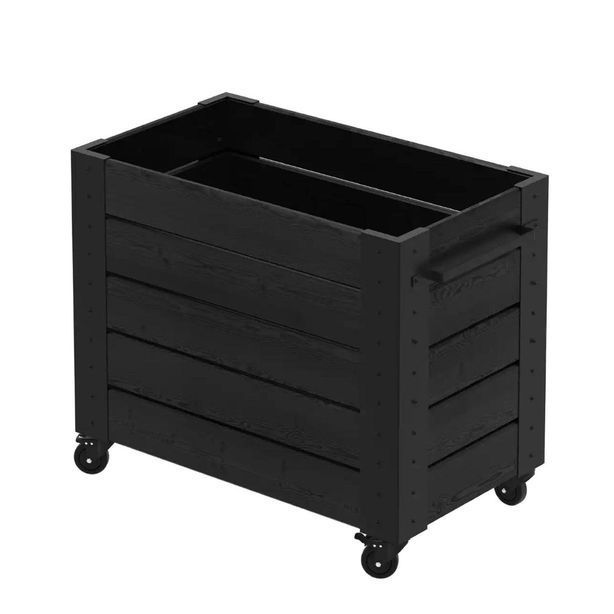 Pflanzkasten 'Cubic' | Rollen und Griff | L 46 x B 50 x H 45 cm | Nadelholz | schwarz
