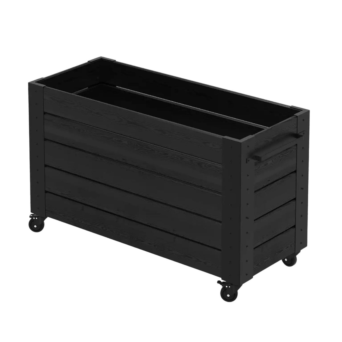 Pflanzkasten 'Cubic' | Rollen und Griff | L 46 x B 50 x H 45 cm | Nadelholz | schwarz