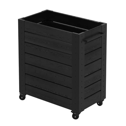 Pflanzkasten 'Cubic' | Rollen und Griff | L 46 x B 50 x H 45 cm | Nadelholz | schwarz