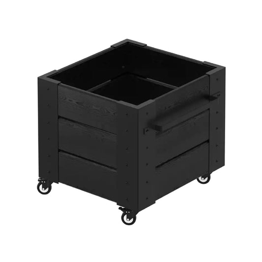 Pflanzkasten 'Cubic' | Rollen und Griff | L 46 x B 50 x H 45 cm | Nadelholz | schwarz